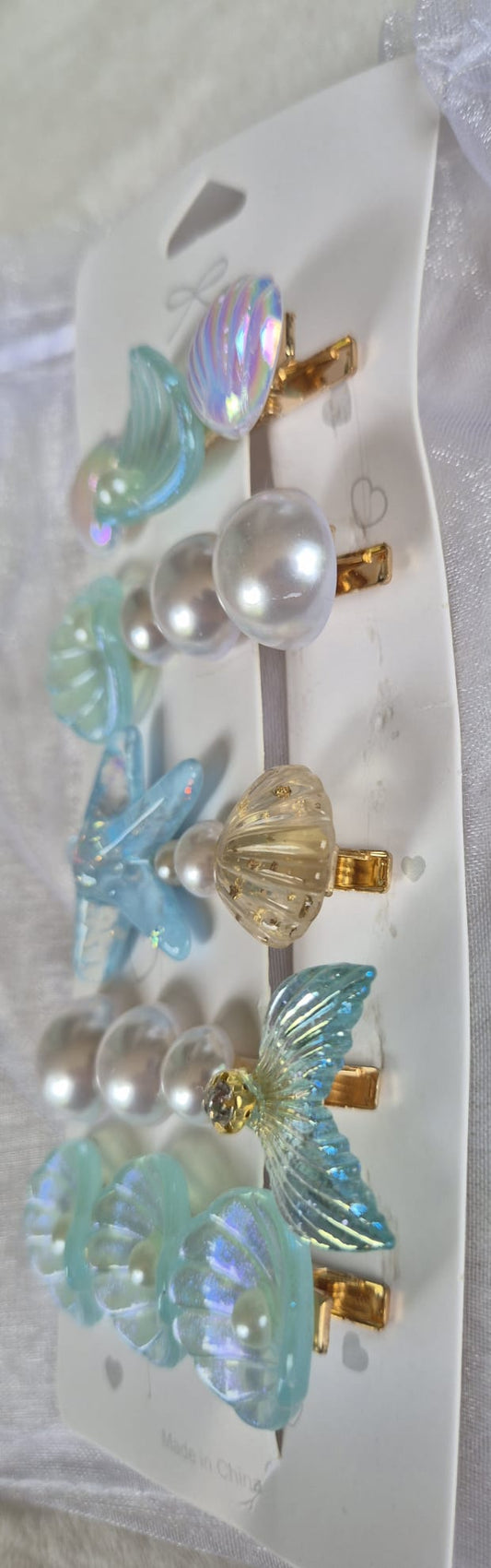 Barrettes Cheveux Sirène & Coquillages Dorées (Lot de 5)