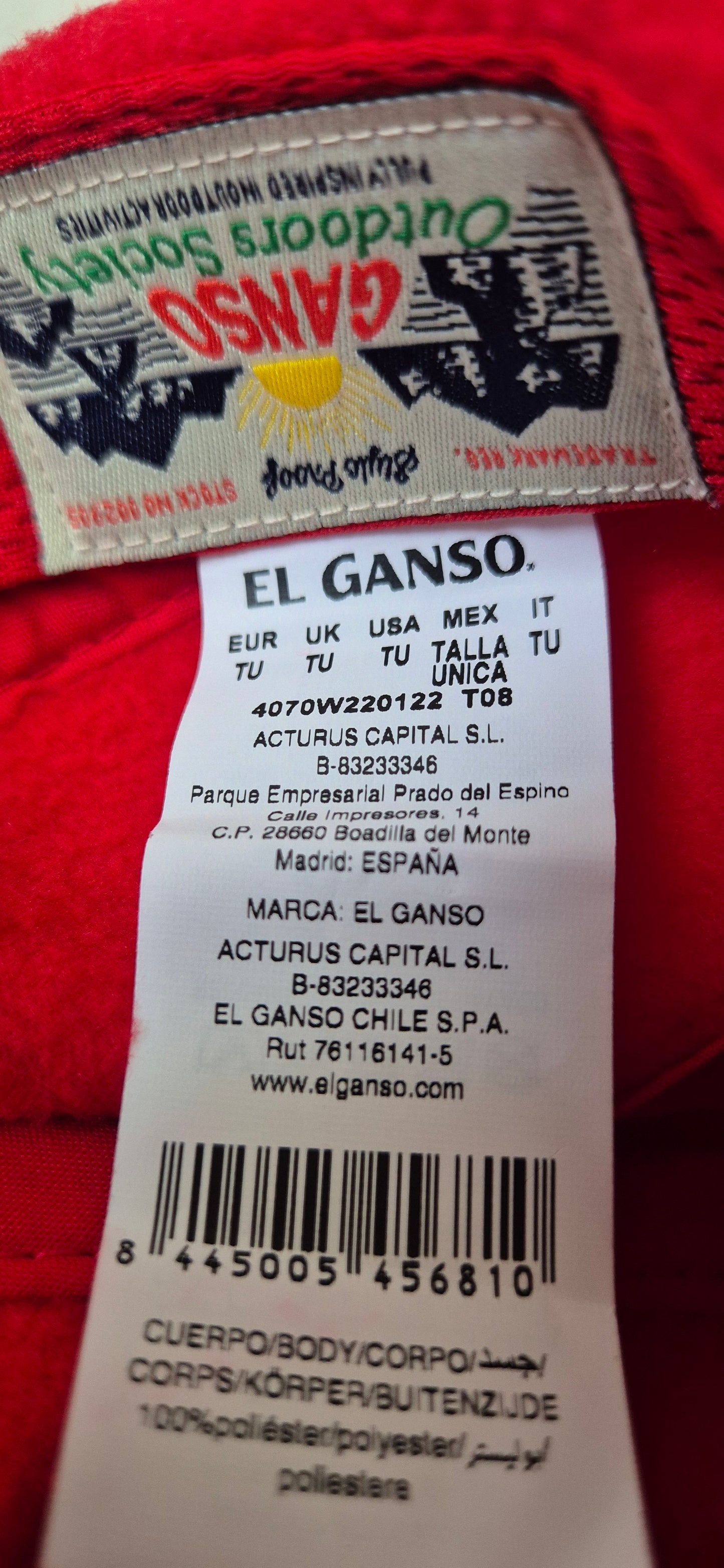 Casquette Polaire Rouge El Ganso