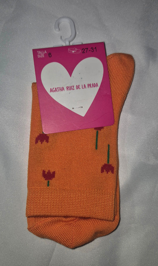 Chaussettes Fille Agatha Ruiz de la Prada - Rose motifs Tulipes - Plusieurs Tailles