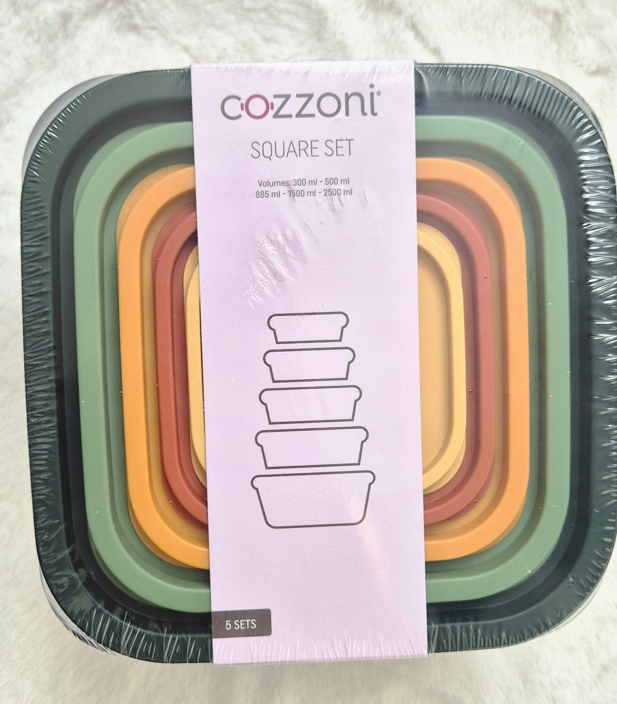 Lot de 5 Boîtes de Conservation Carrées Cozzoni