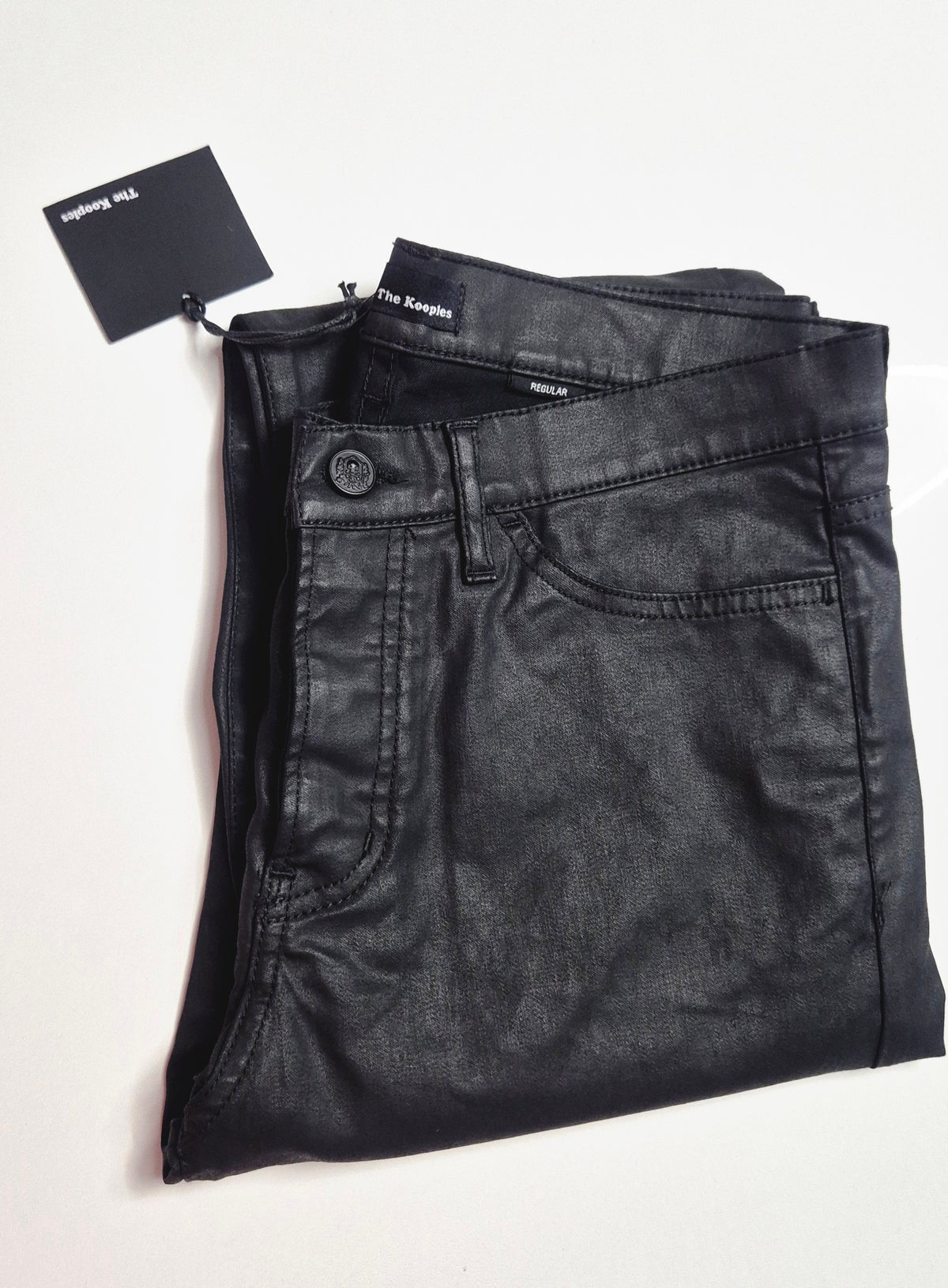 Pantalon droit enduit noir - The Kooples