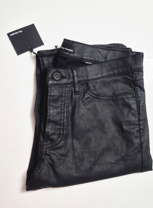 Pantalon droit enduit noir - The Kooples
