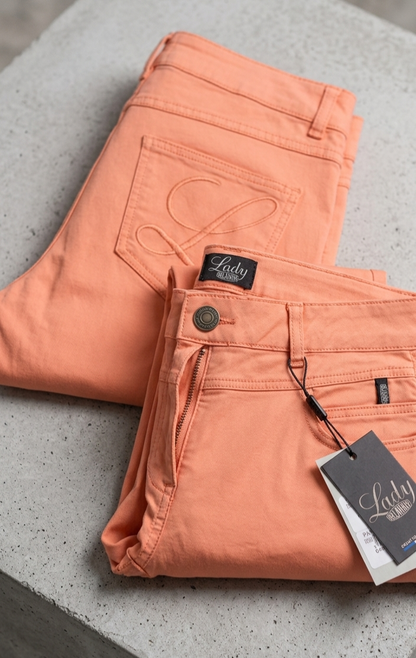 Pantalon stretch couleur pêche / corail - Lady Delahaye