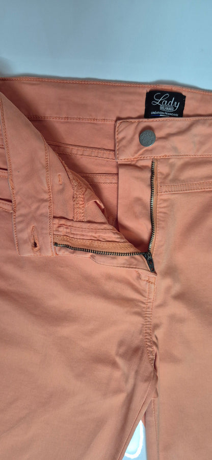 Pantalon stretch couleur pêche / corail - Lady Delahaye