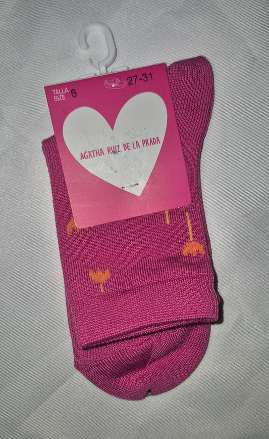 Chaussettes Fille Agatha Ruiz de la Prada - Rose motifs Tulipes