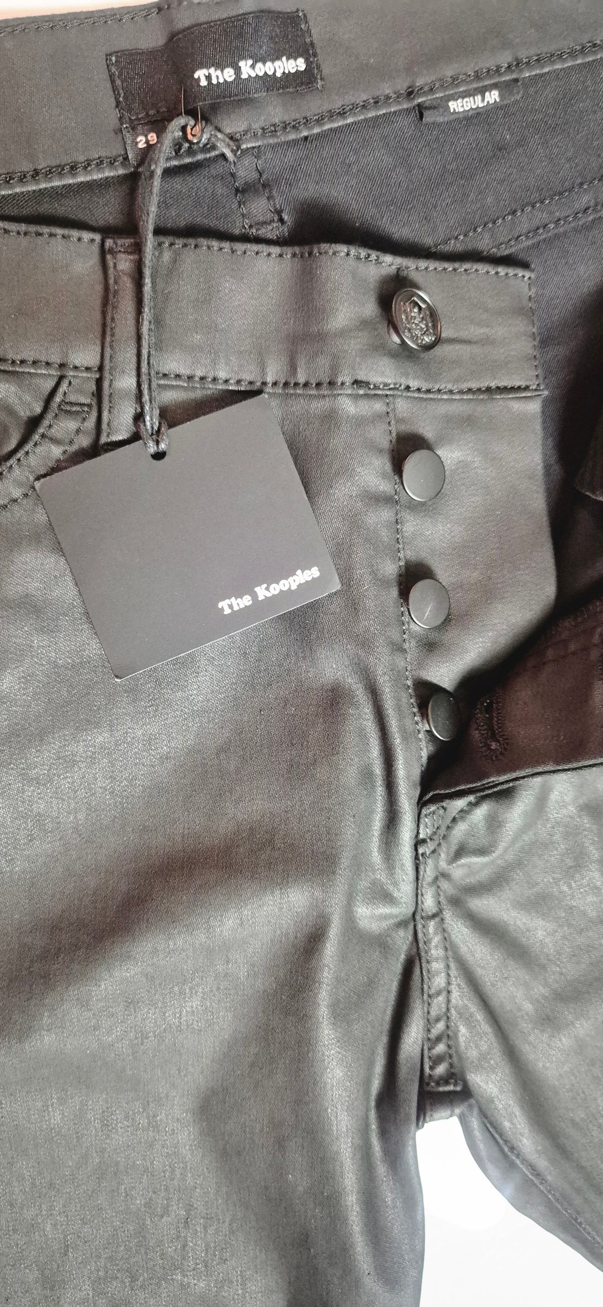 Pantalon droit enduit noir - The Kooples