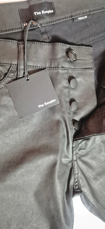 Pantalon droit enduit noir - The Kooples