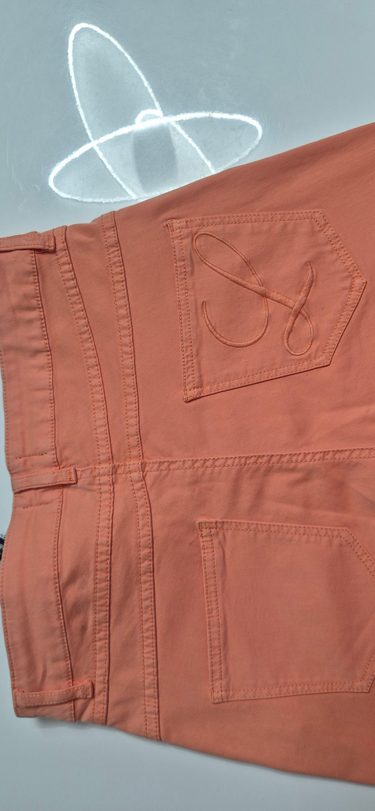 Pantalon stretch couleur pêche / corail - Lady Delahaye