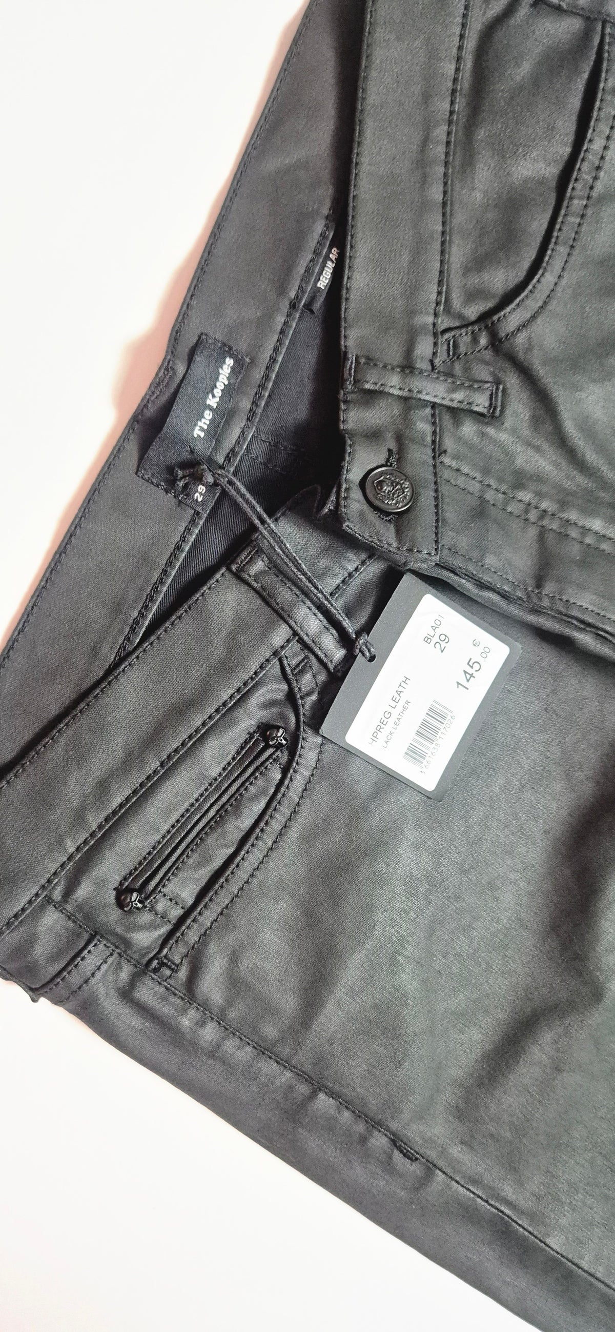 Pantalon droit enduit noir - The Kooples