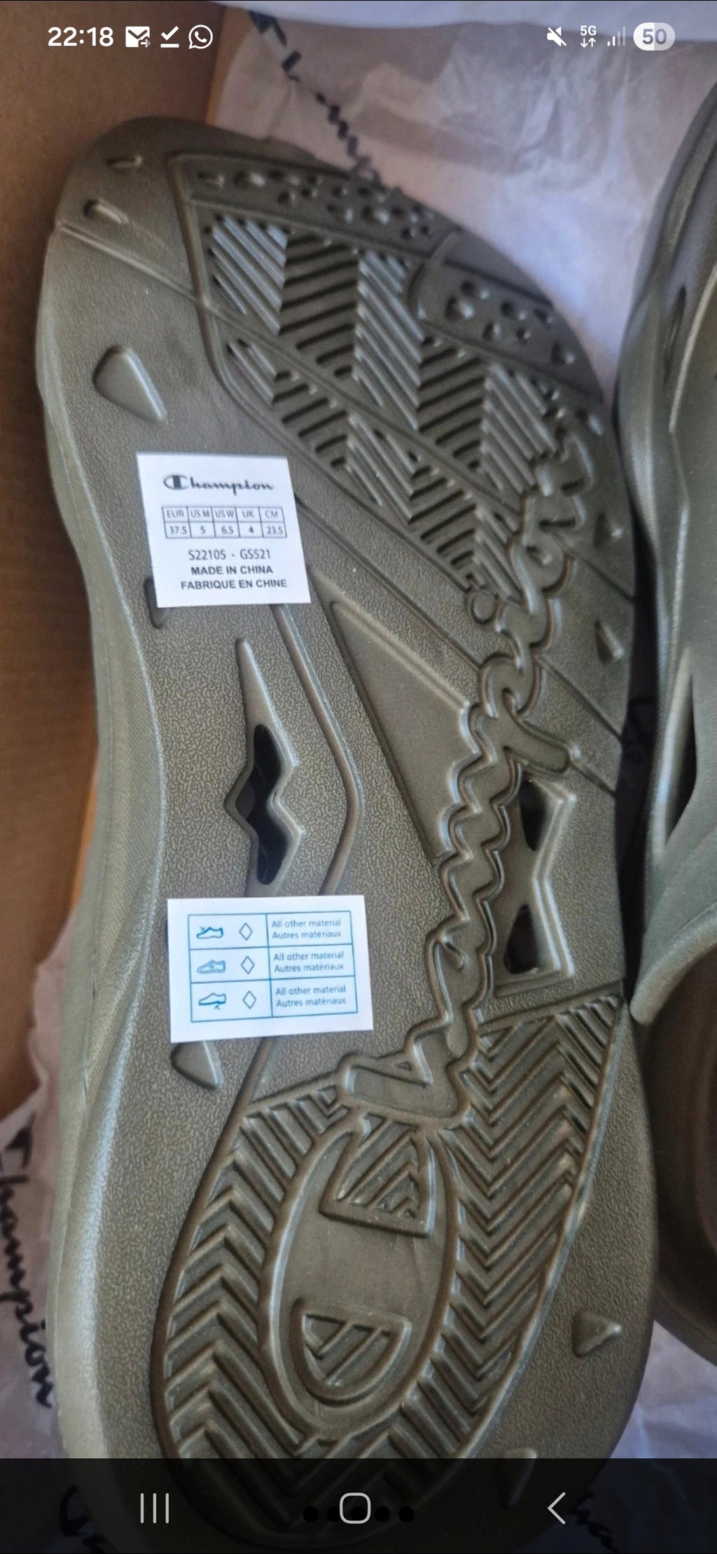Champion Zone Slide Olive / Kaki - Taille 37.5