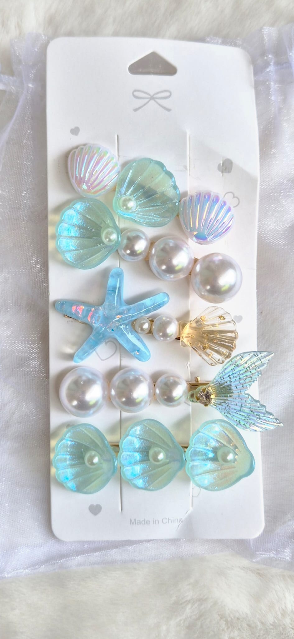 Magnifique lot de 5 barrettes à cheveux sur le thème de l'océan et des sirènes