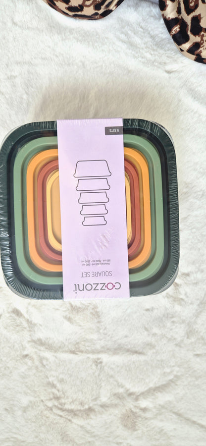 Lot de 5 Boîtes de Conservation Carrées Cozzoni