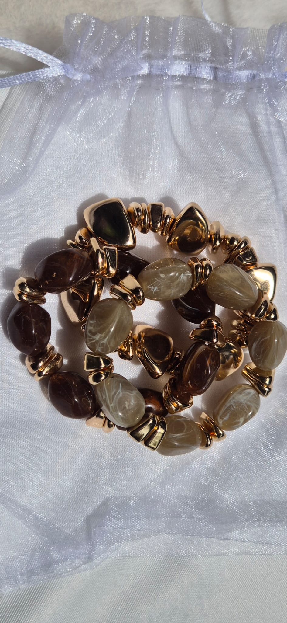 Magnifique Lot de 3 Bracelets Bohème Chic Dorés et Marbrés – Très Tendance