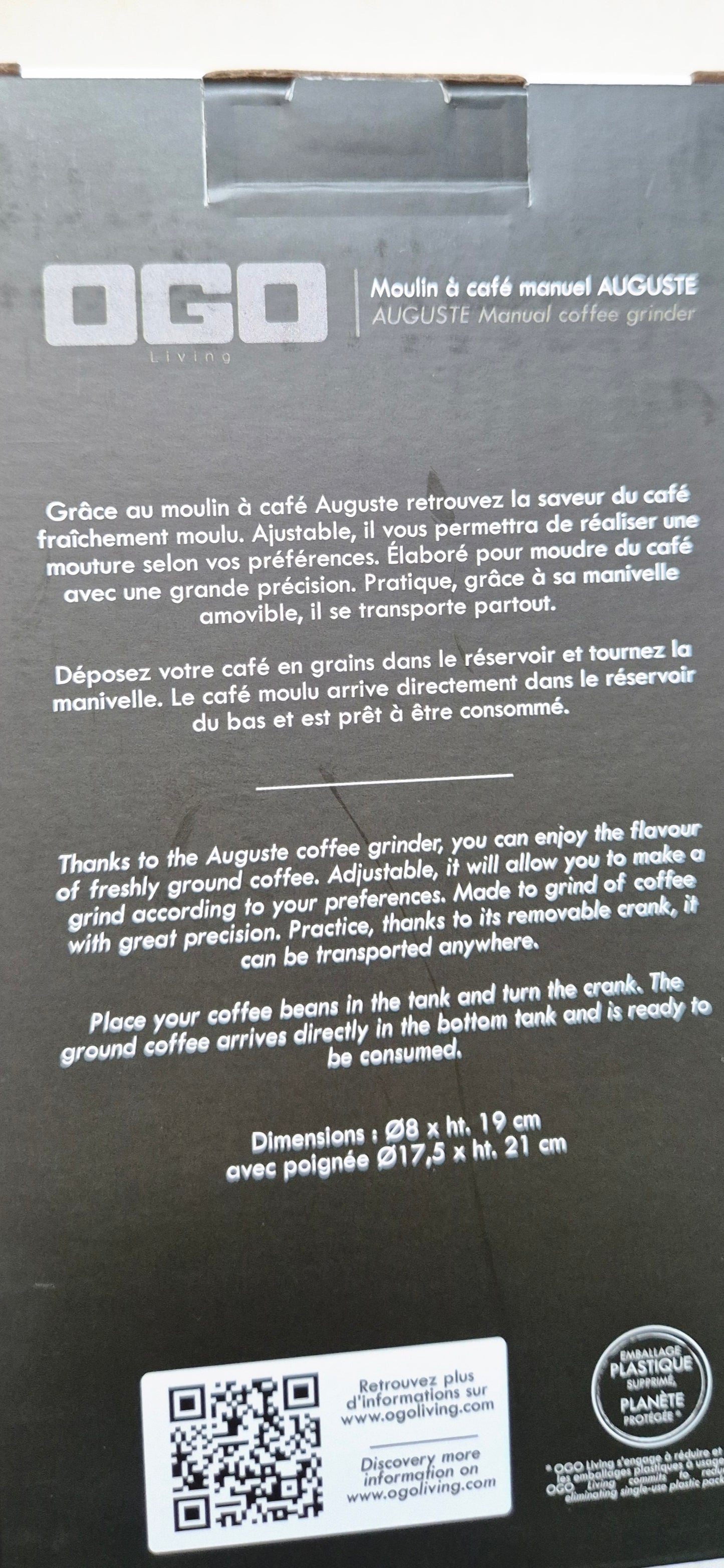 Moulin à Café Manuel OGO Living AUGUSTE - Bois et Métal