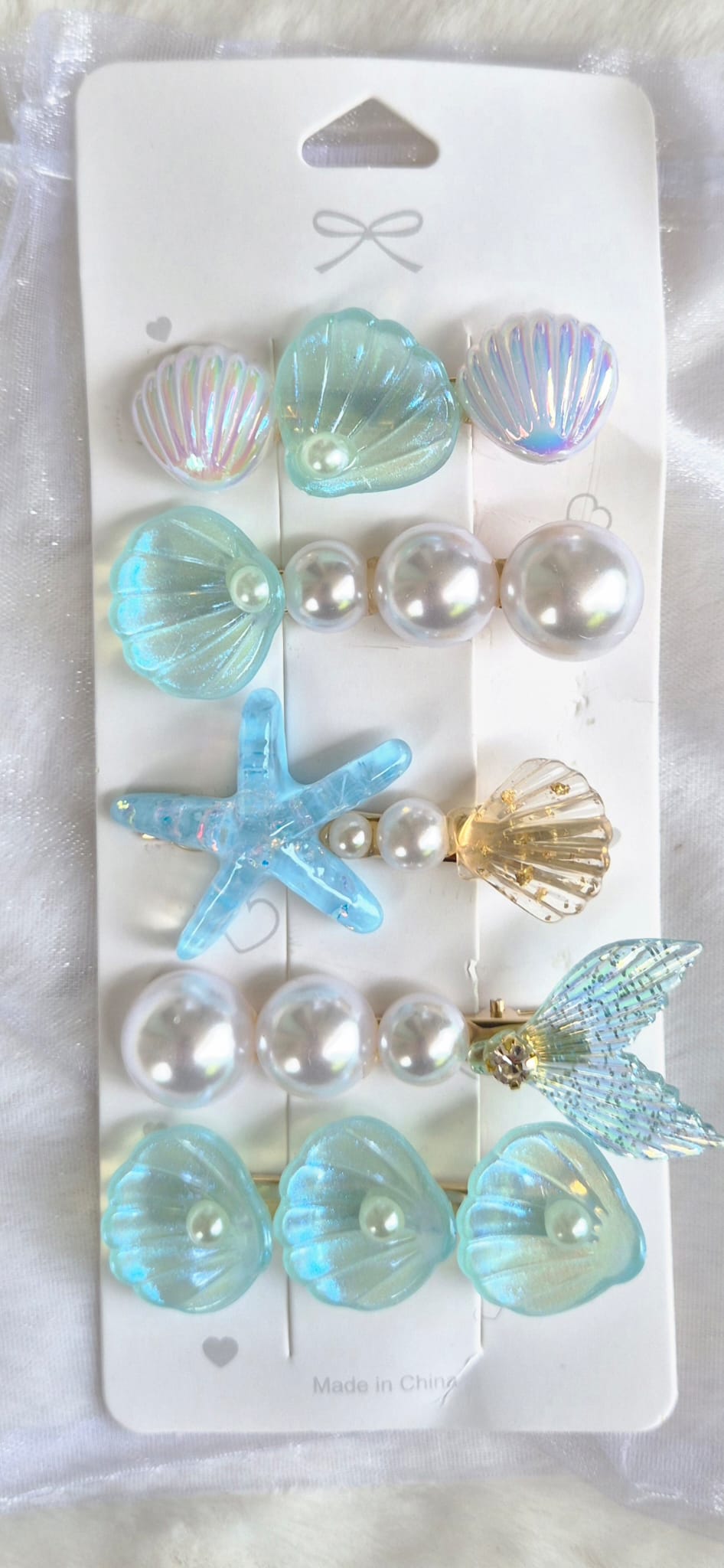 Magnifique lot de 5 barrettes à cheveux sur le thème de l'océan et des sirènes