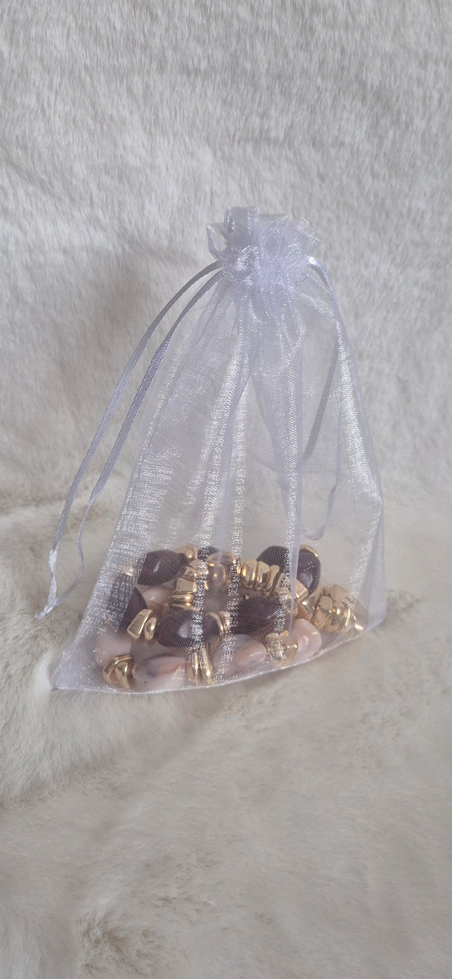 Lot de 3 Bracelets Élastiques Tendance – Perles Marbrées & Dorées (Avec Pochon)