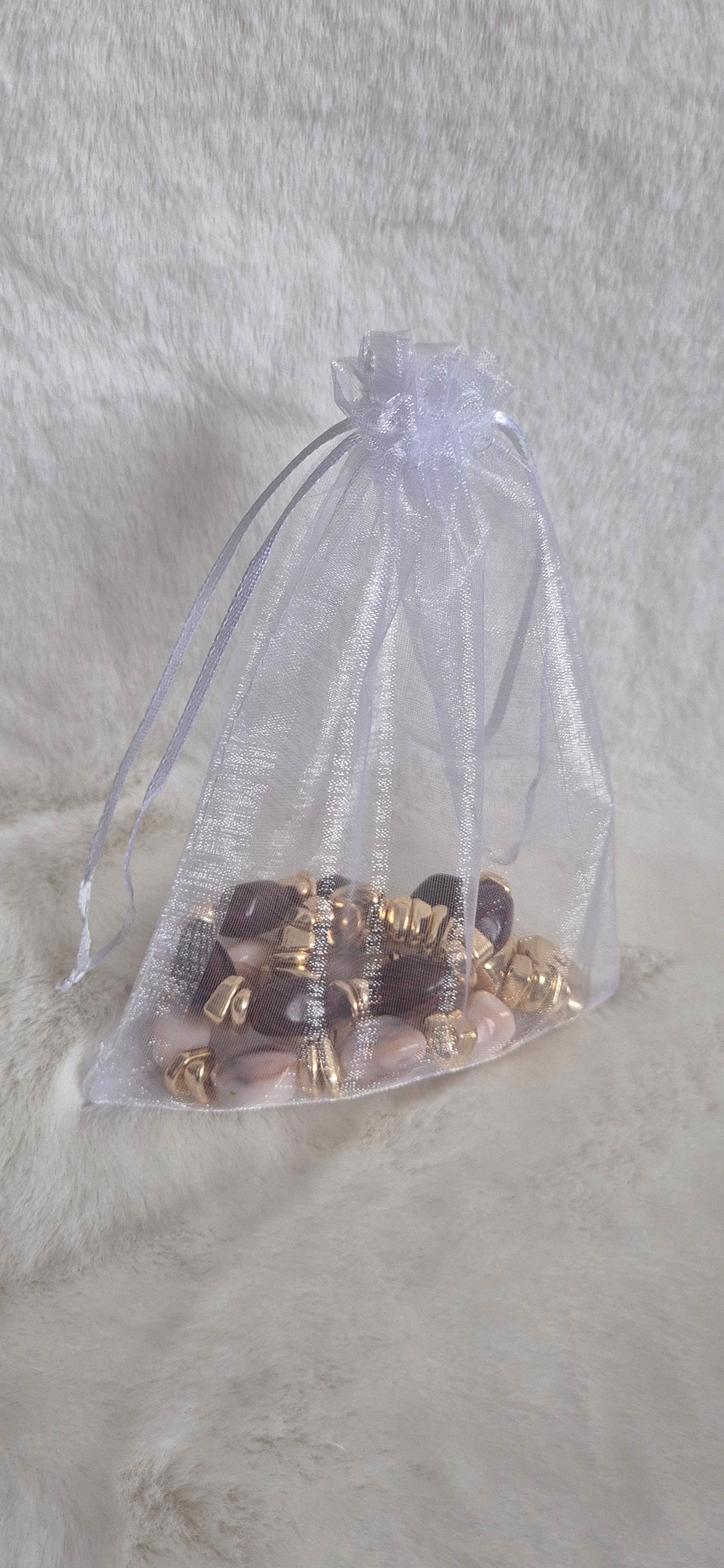 Lot de 3 Bracelets Élastiques Tendance – Perles Marbrées & Dorées (Avec Pochon)