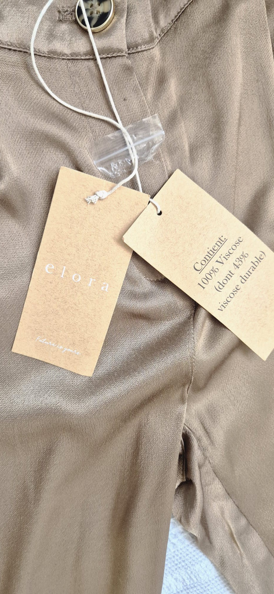 Pantalon Satiné Beige Elora