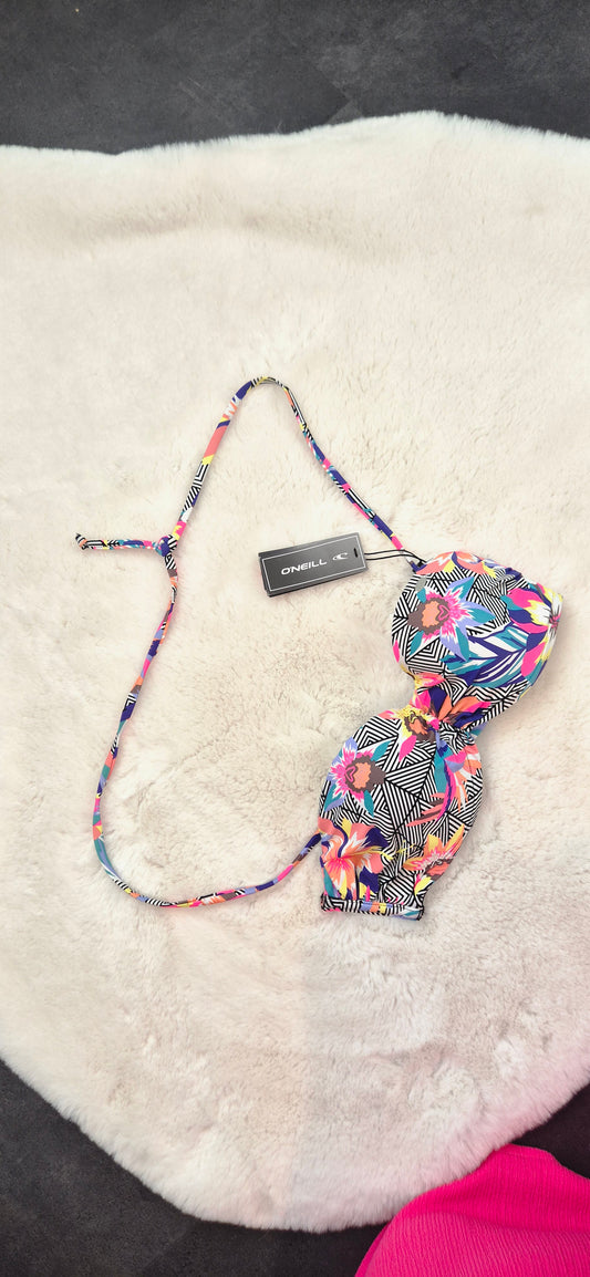 Haut de Maillot de Bain O'Neill Bandeau Push-Up – Motif Tropical / Graphique – 36B (80B) | Neuf avec étiquette